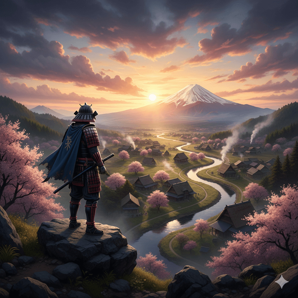 Modern interpretation of samurai mythology in contemporary art