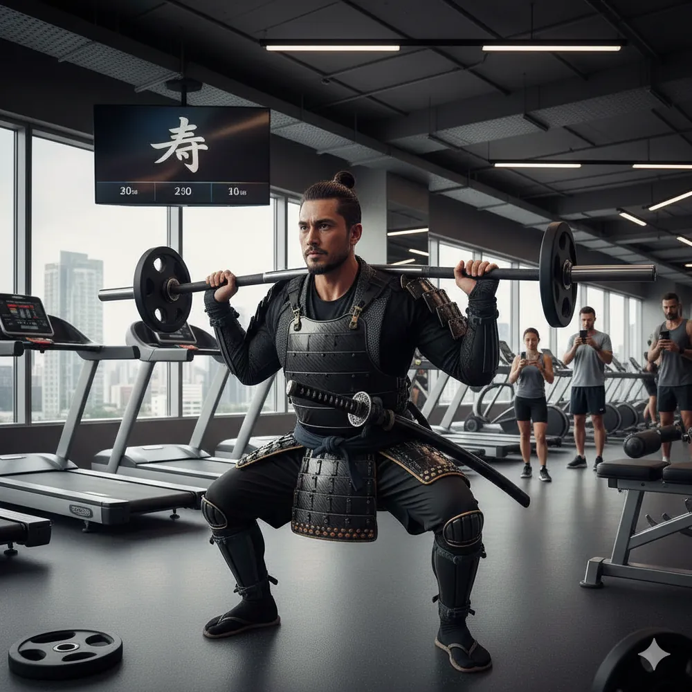 Samurai warrior representing physical fitness and nutrition