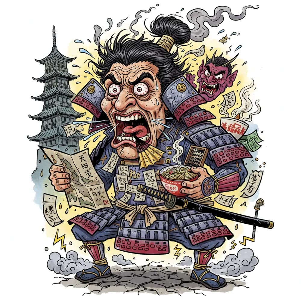 Samurai managing stress representing calm under pressure